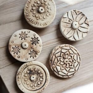 Porta Sahumerio Circular Ceramico Rustico