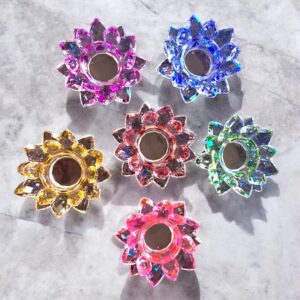 Flor Loto Vidrio Porta Vela Gigante