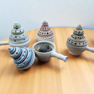 Sahumador  Ceramico c/Tapa Decorado Grande