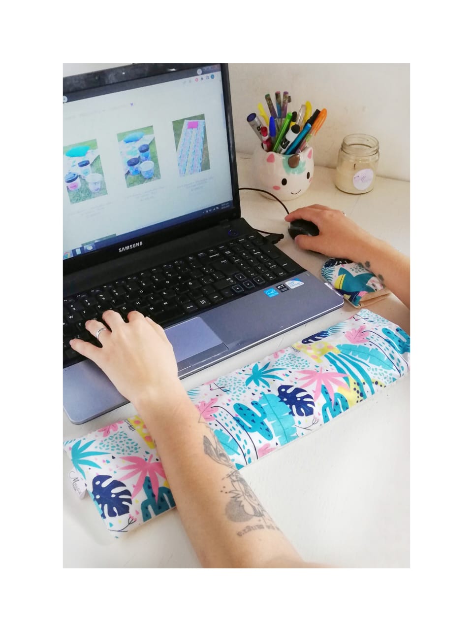 Almohadilla Termica Apoya Muñecas 2 Piezas 40x12cm y 13x11cm