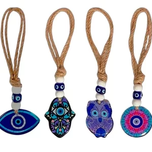 Colgante Ojo Turco Vidrio con Hilo Yute V/Modelos 20cm