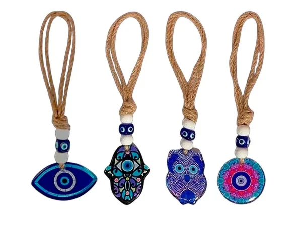 Colgante Ojo Turco Vidrio con Hilo Yute V/Modelos 20cm
