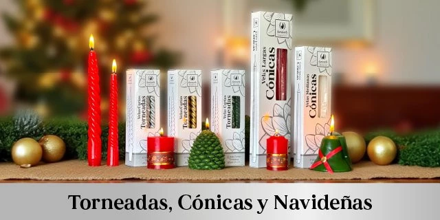 VELAS TORNEADAS, CONICAS Y NAVIDEÑAS