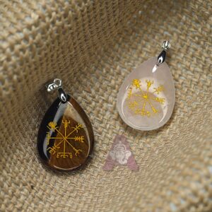 Dije Gota Piedra Energetica Grabado Vegvisir