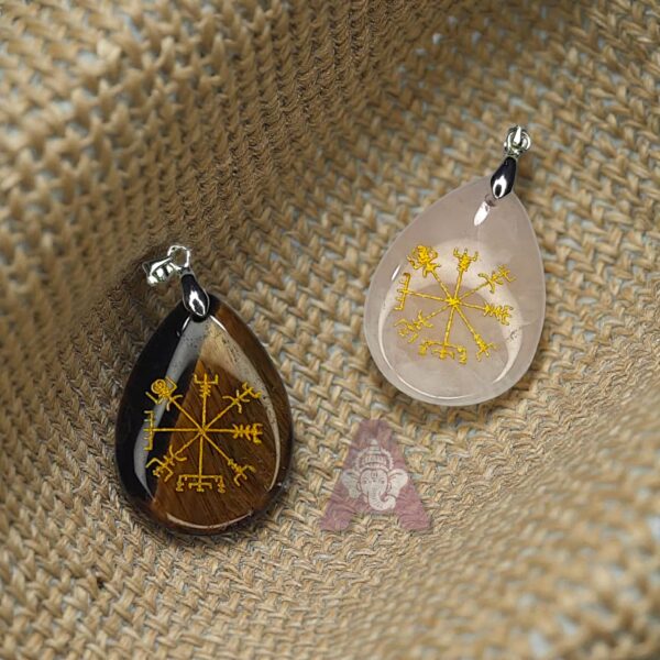 Dije Gota Piedra Energetica Grabado Vegvisir