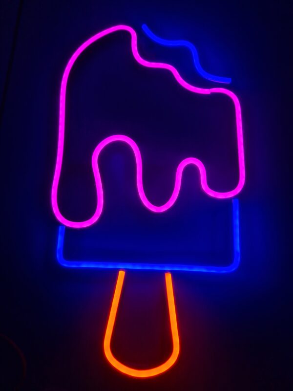 Cartel Neón Helado Palito 34cm X 19cm