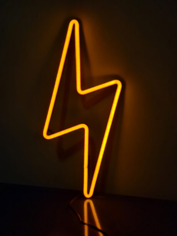 Cartel Neón Rayo Amarillo 38cm x 20cm