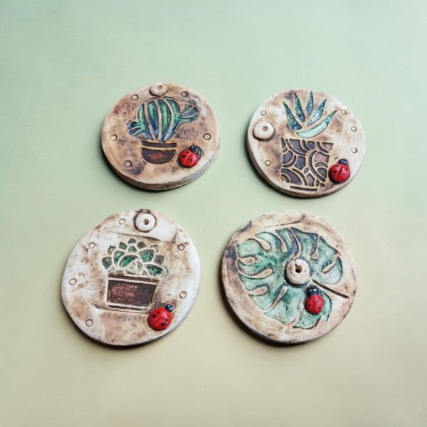 Porta Sahumerio Circular Deco Ceramico Rustico