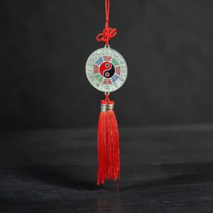 Colgante Rojo Espejo Pakua Median Yin Yang