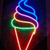 Cartel Neón Helado Cono 34cm X 18cm