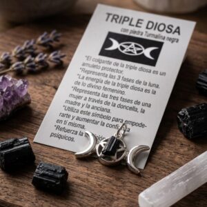 Blister Dije Triple Diosa con Piedra Turmalina Negra x12u