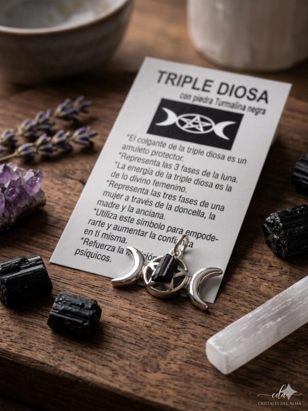 Blister Dije Triple Diosa con Piedra Turmalina Negra x12u