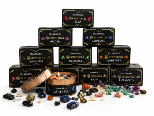 Vela Aromanza Organica con Cristales