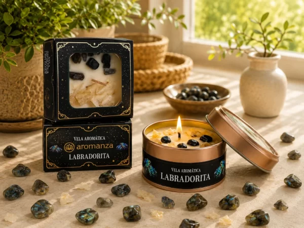Vela Aromanza Organica con Cristales