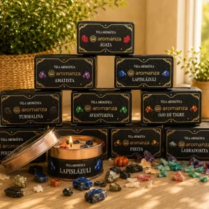 Vela Aromanza Organica con Cristales