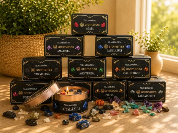 Vela Aromanza Organica con Cristales