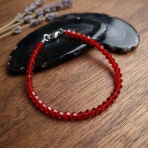 Pulsera Vidrio Facetada Rojo
