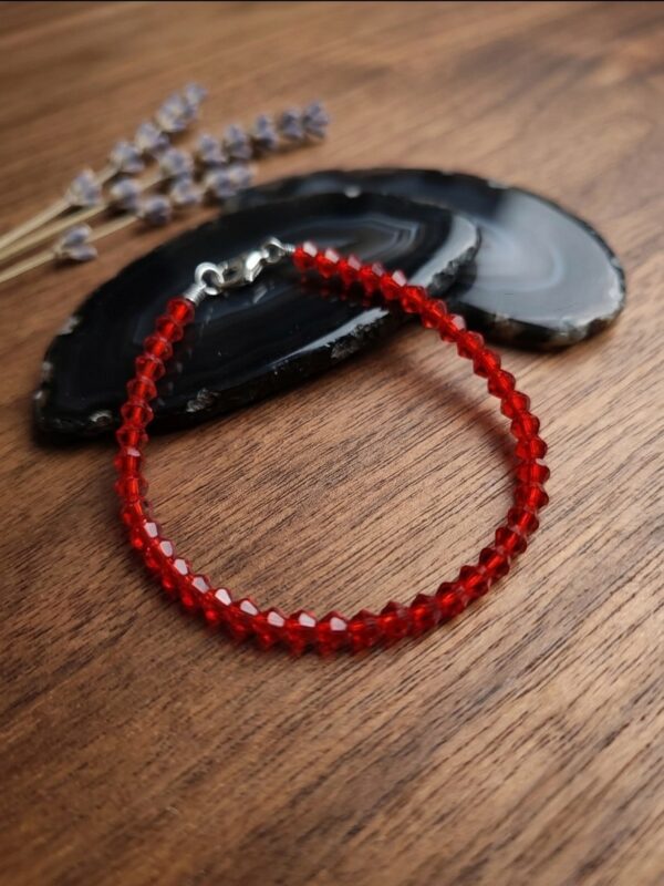 Pulsera Vidrio Facetada Rojo