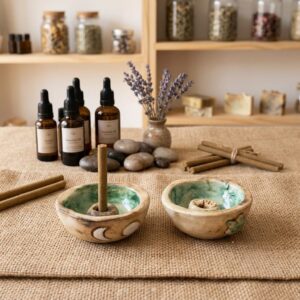 Porta Sahumerio Dhoop Cuenco Ceramico