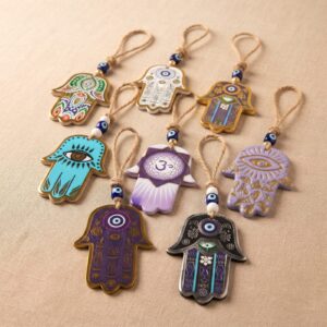 Colgante Yute Mano Hamsa Ceramico V/Modelos