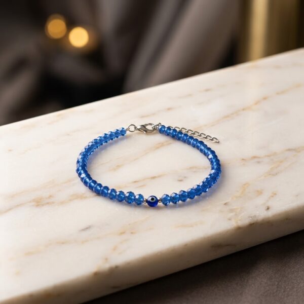 Pulsera Vidrio Facetada Azul Ojo Turco
