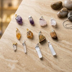 Dije Piedra Semipreciosa Rustico Baño en Plata
